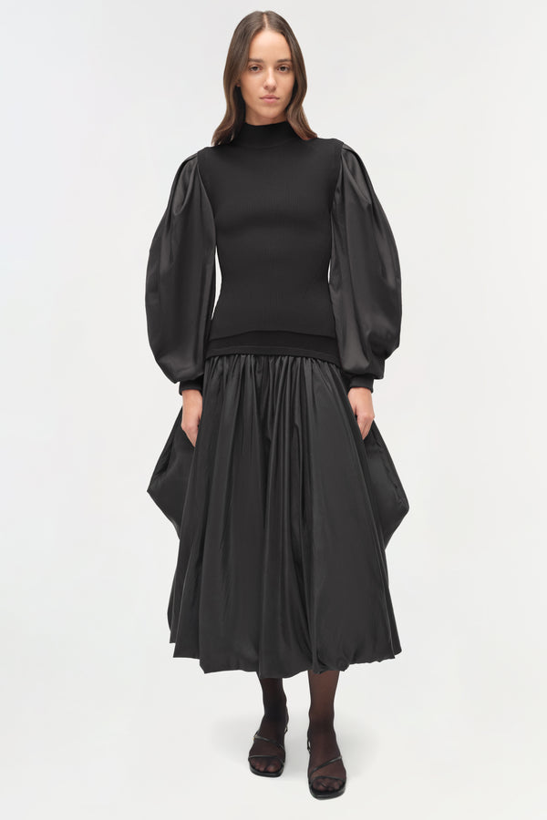 jonathan simkhai Jackie Taffeta Knit Top Black