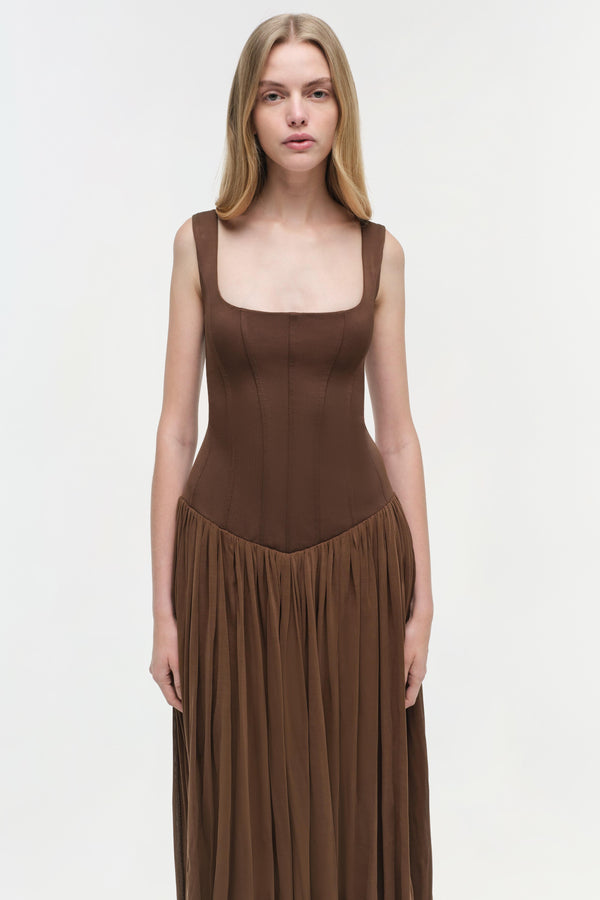 Jonathan Simkhai Jamie Jersey Midi Dress COCOA