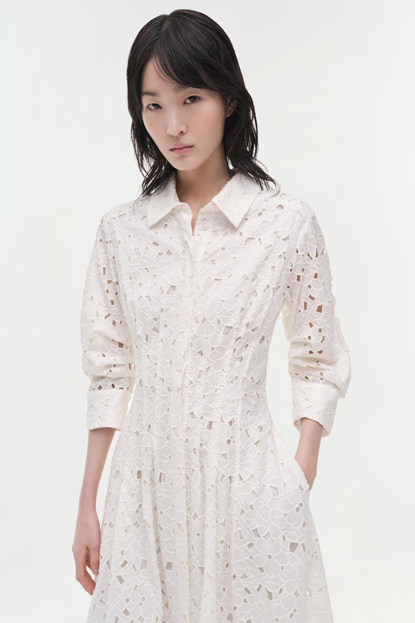 Jonathan Simkhai Jazz Embroidered Midi Dress WHITE