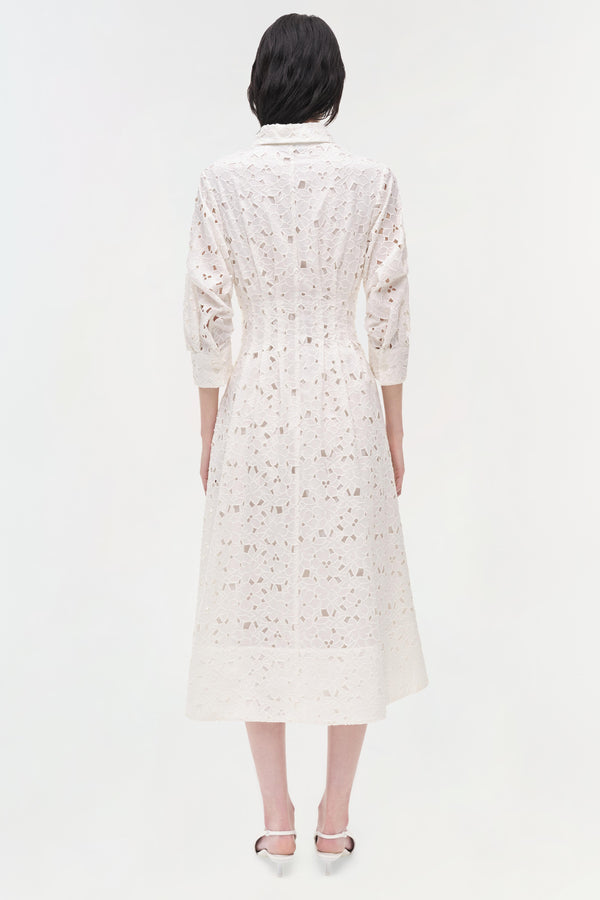 Jonathan Simkhai Jazz Embroidered Midi Dress WHITE