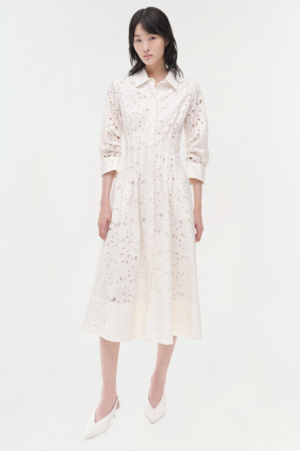 jonathan simkhai Jazz Embroidered Midi Dress WHITE