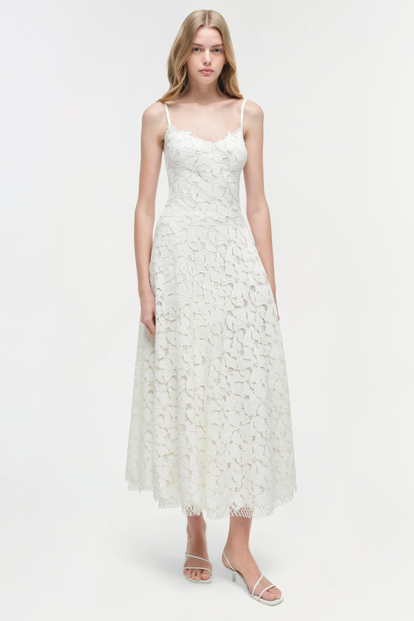 Jonathan Simkhai Julia Lace Midi Dress Ivory
