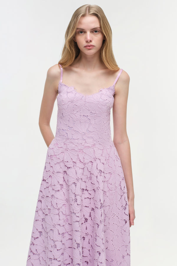 Jonathan Simkhai Julia Lace Midi Dress ORCHID