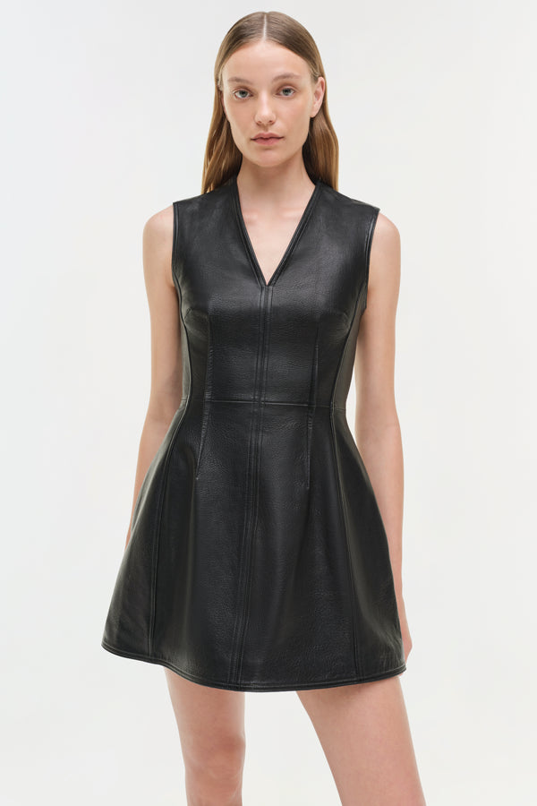 Jonathan Simkhai Juliette Leather Mini Dress Black