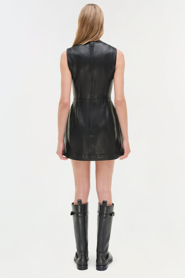 Jonathan Simkhai Juliette Leather Mini Dress Black