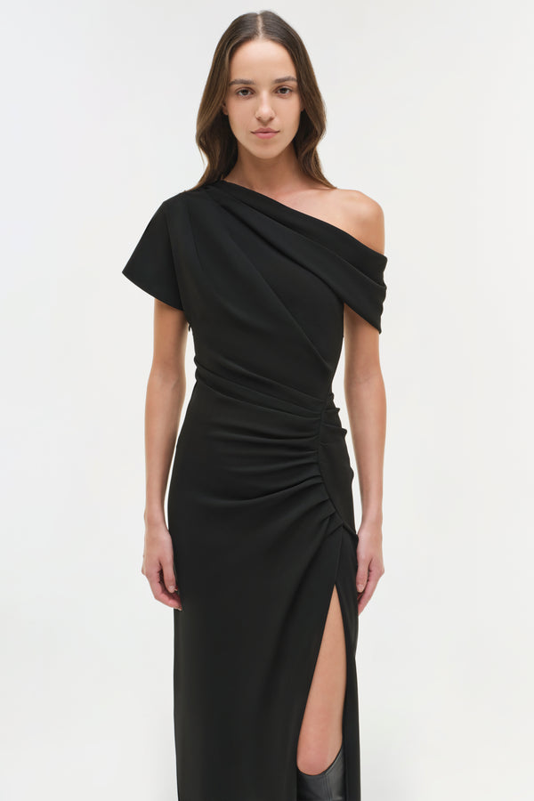 Jonathan Simkhai Kally Draped Midi Dress Black