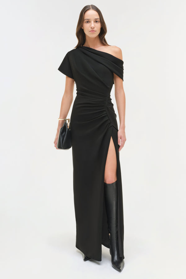jonathan simkhai Kally Draped Midi Dress Black