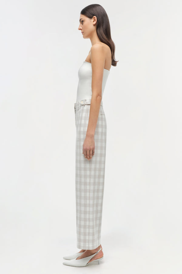 Jonathan Simkhai Kennedy Cropped Pant Sand Gingham