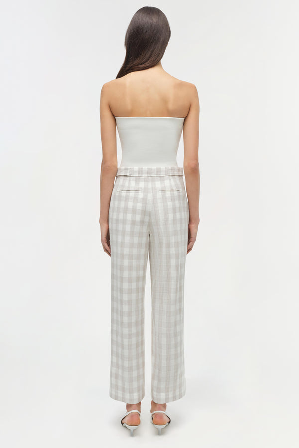 Jonathan Simkhai Kennedy Cropped Pant Sand Gingham