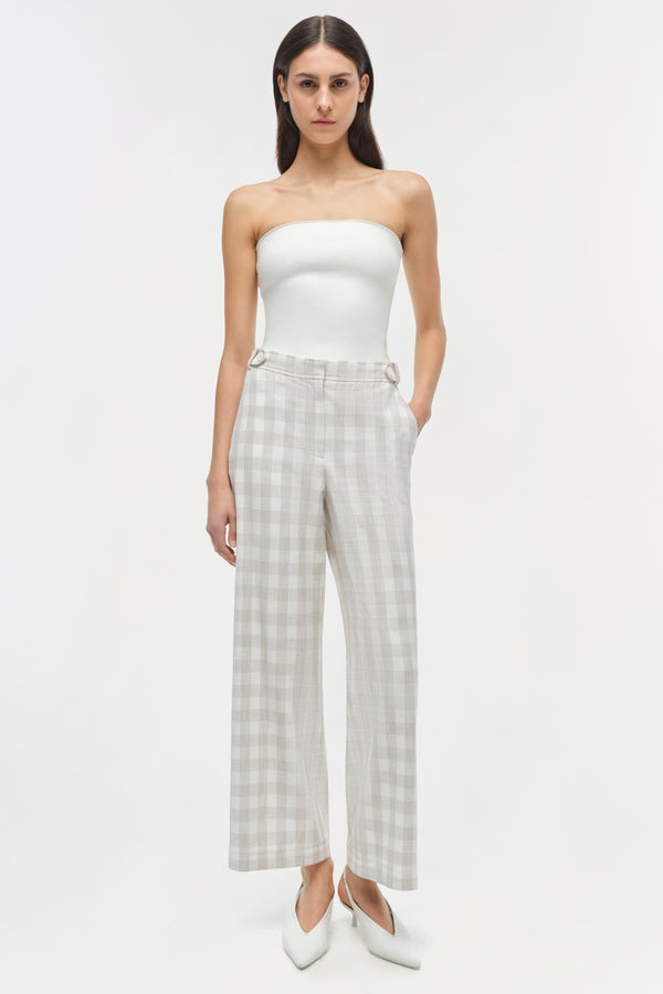 jonathan simkhai Kennedy Cropped Pant Sand Gingham