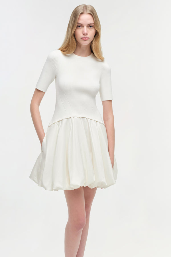 Jonathan Simkhai Kenny Combo Mini Dress Ivory