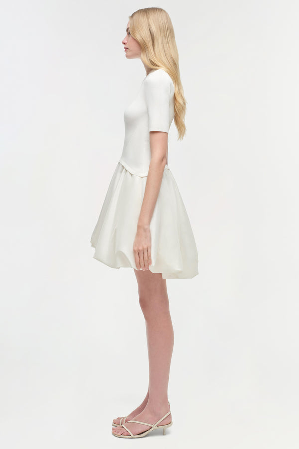 Jonathan Simkhai Kenny Combo Mini Dress Ivory