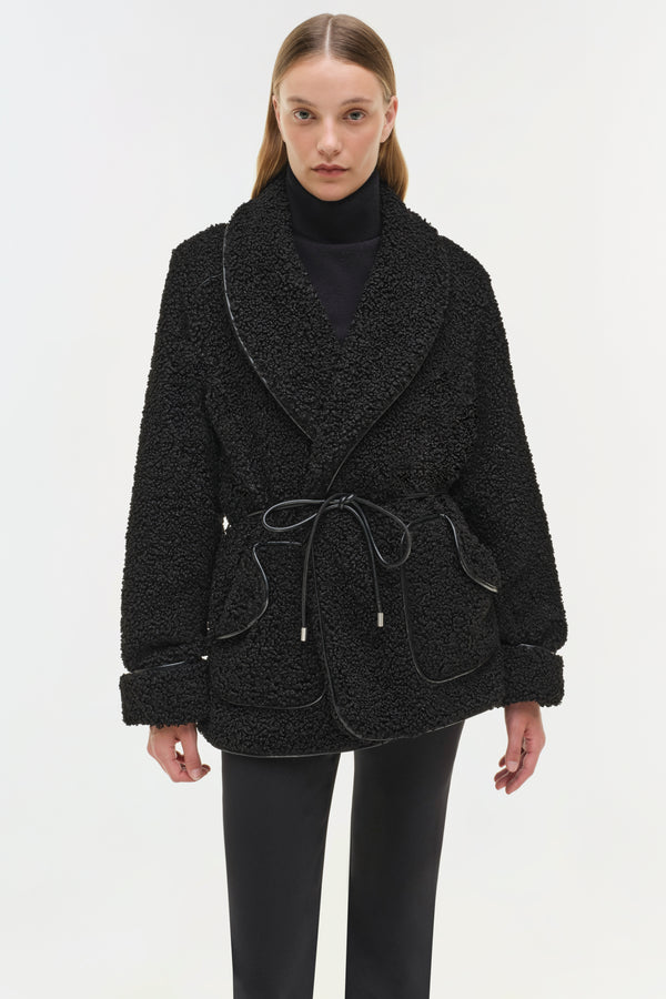 Jonathan Simkhai Kimia Tie Waist Jacket Black