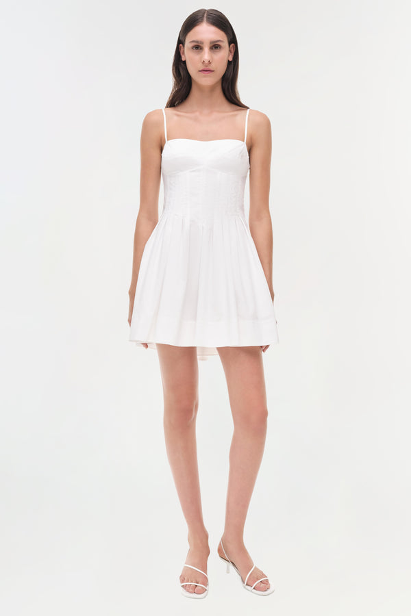 jonathan simkhai Kitt Cotton Mini Dress WHITE