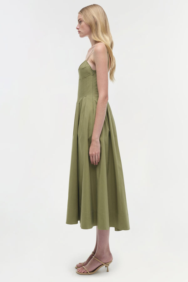 Jonathan Simkhai Kittiya Cotton Midi Dress Olive
