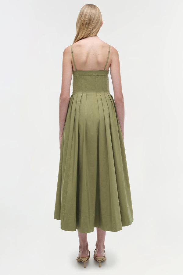 Jonathan Simkhai Kittiya Cotton Midi Dress Olive