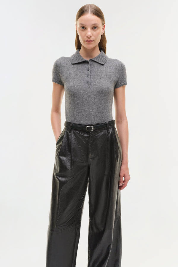Jonathan Simkhai Kobie Wide Leg Leather Pant Black
