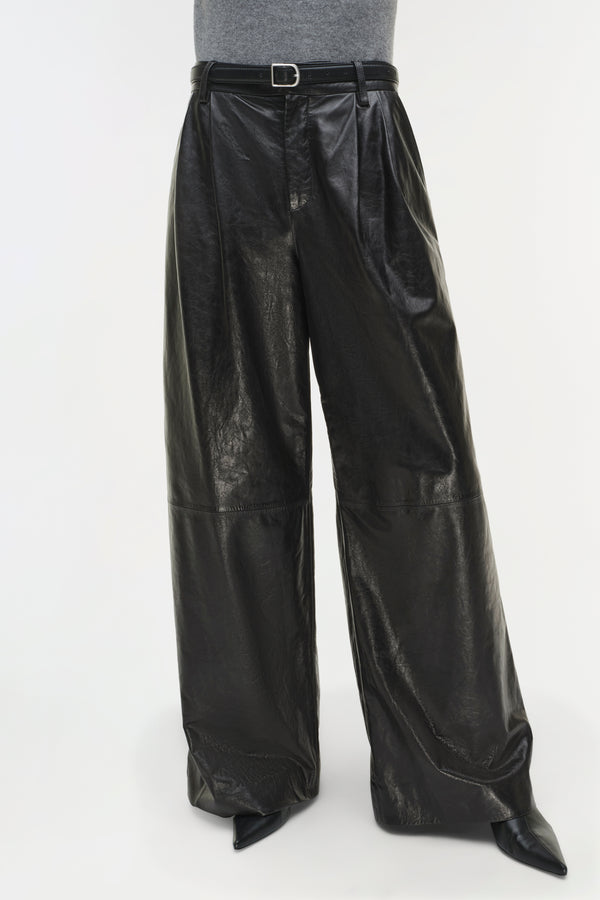 Jonathan Simkhai Kobie Wide Leg Leather Pant Black