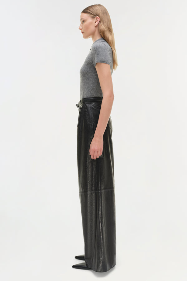 Jonathan Simkhai Kobie Wide Leg Leather Pant Black