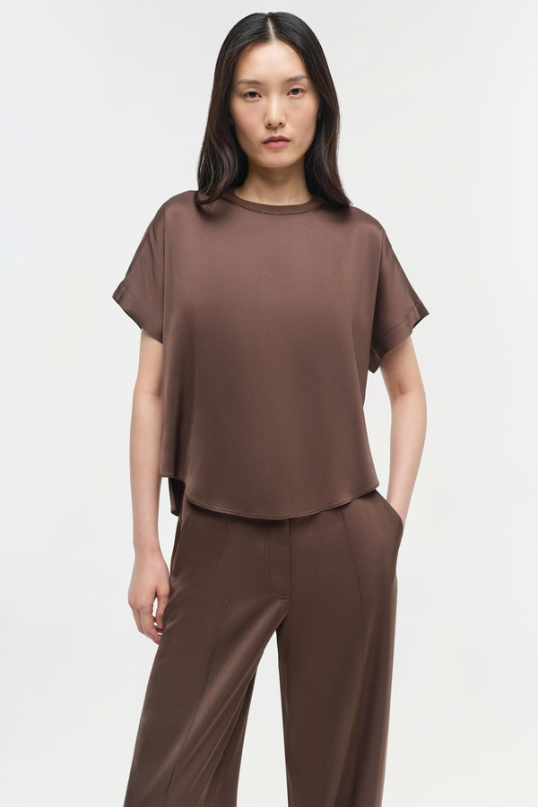 Jonathan Simkhai Kyra Satin Wide Leg Pant COCOA