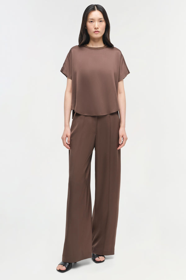 jonathan simkhai Kyra Satin Wide Leg Pant COCOA