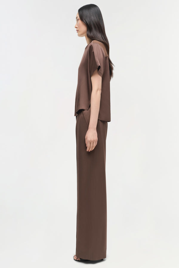 Jonathan Simkhai Kyra Satin Wide Leg Pant COCOA