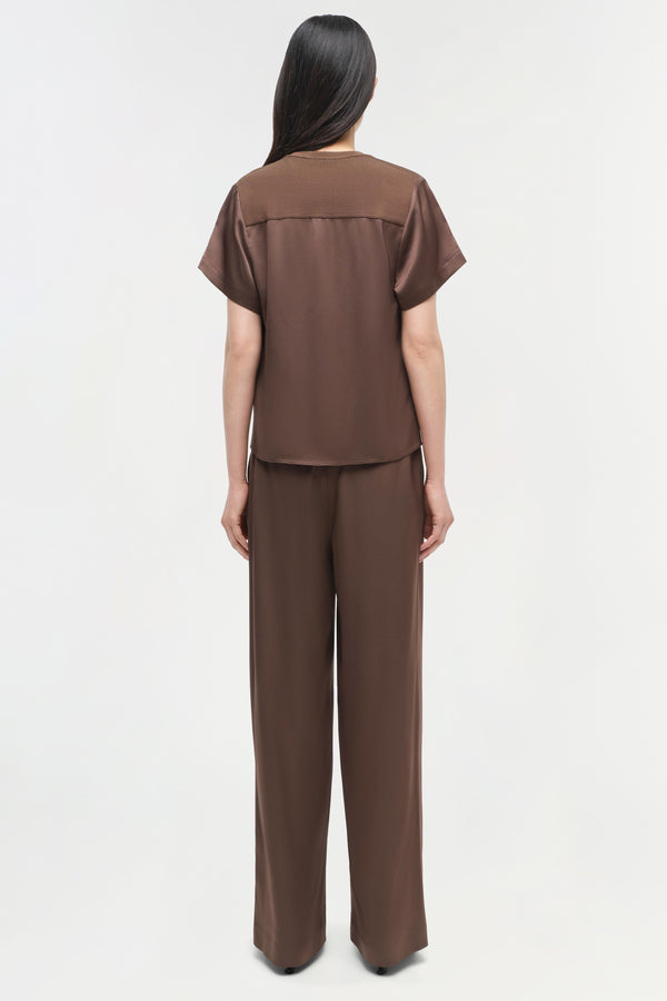 Jonathan Simkhai Kyra Satin Wide Leg Pant COCOA