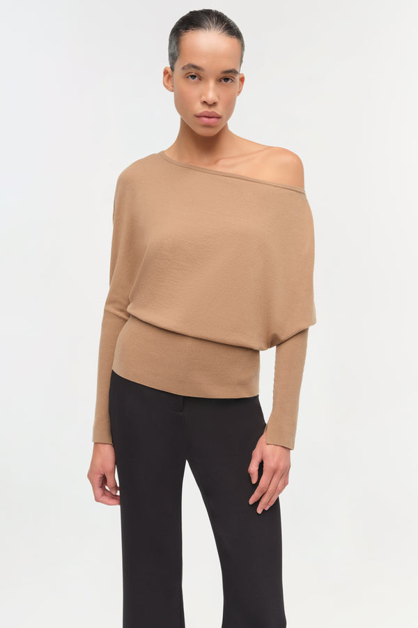 Jonathan Simkhai Lavina Off Shoulder Sweater CAMEL