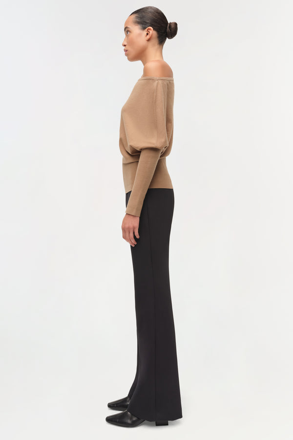Jonathan Simkhai Lavina Off Shoulder Sweater CAMEL