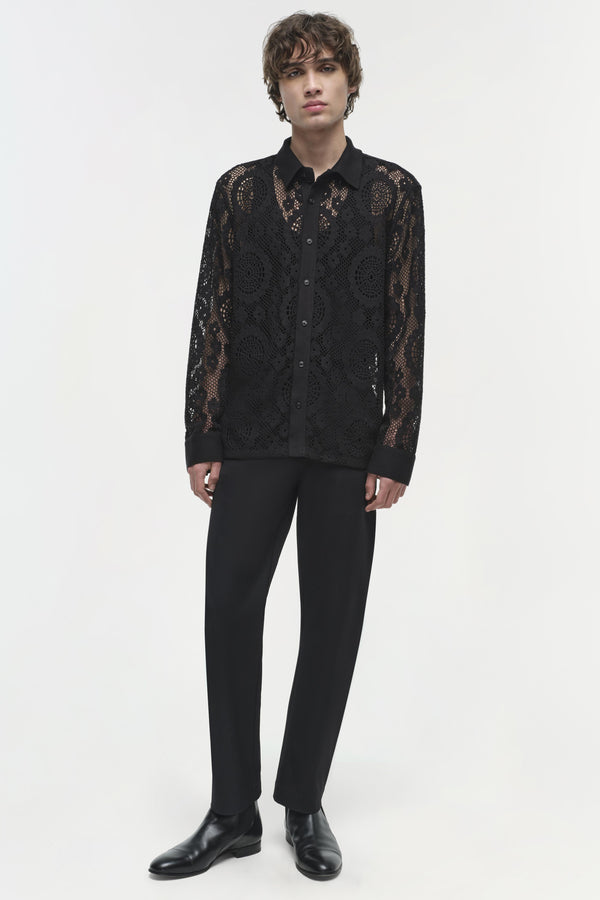 jonathan simkhai Linus Lace Shirt Black