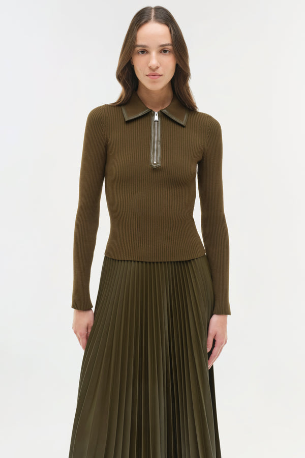 Jonathan Simkhai Livana Knit Combo Top ALLIGATOR