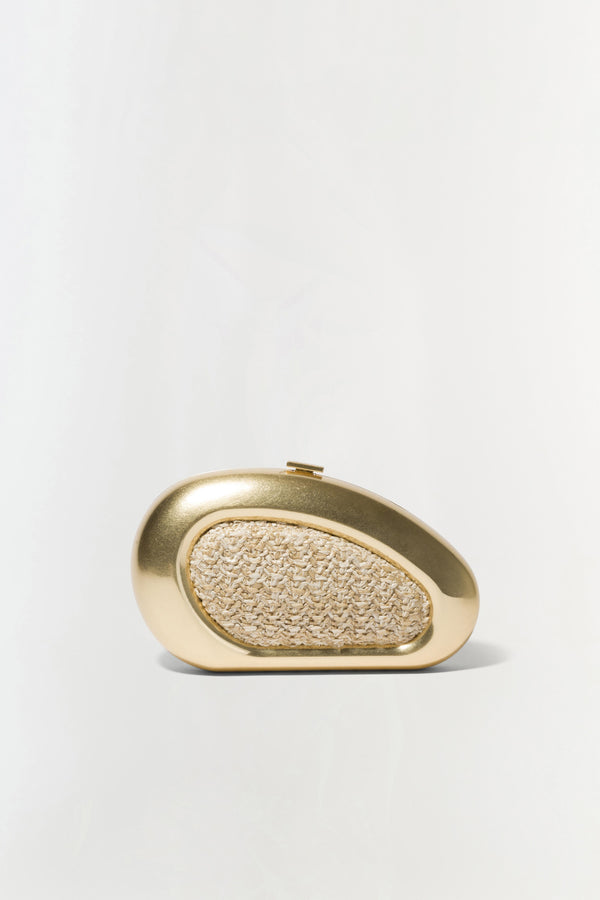 jonathan simkhai Luna Raffia Clutch NATURAL