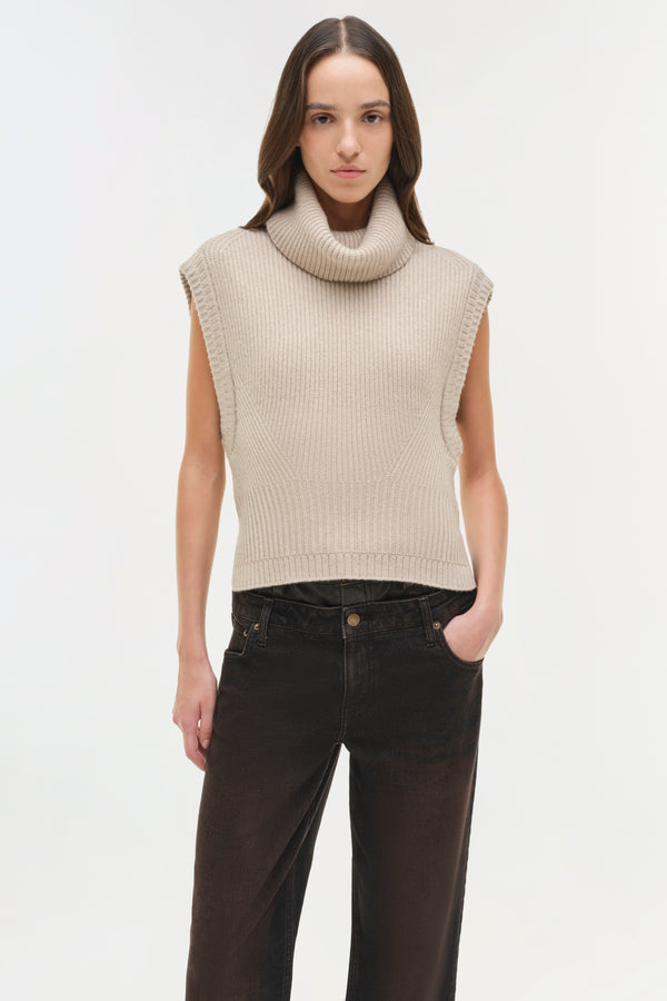 Jonathan Simkhai Maple Wool Cashmere Top OATMEAL