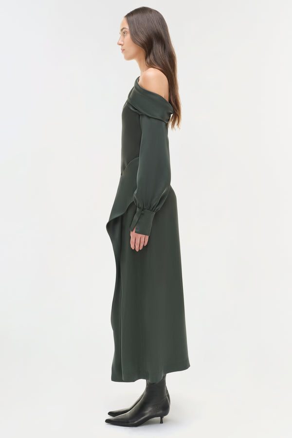 Jonathan Simkhai Maria Satin Midi Skirt Cypress