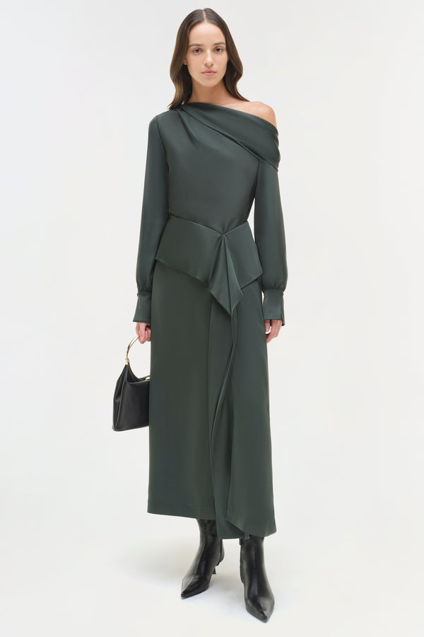 Jonathan Simkhai Maria Satin Midi Skirt Cypress
