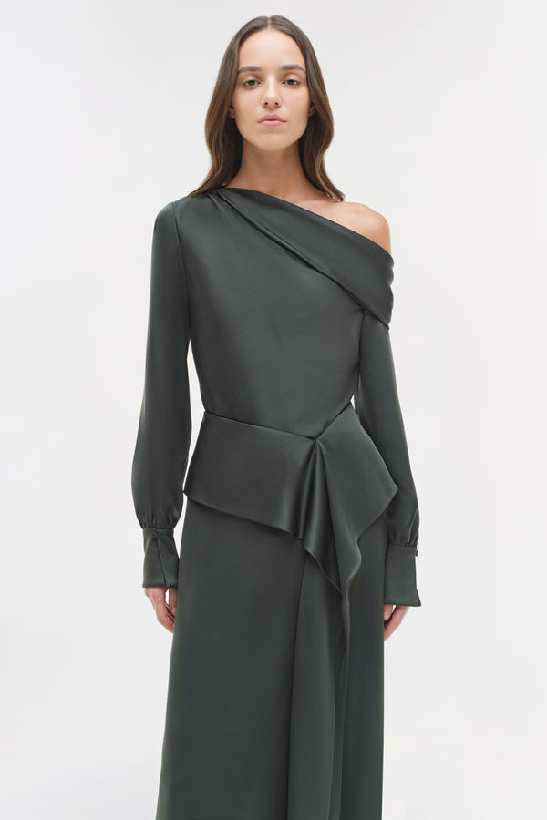 jonathan simkhai Maria Satin Midi Skirt Cypress