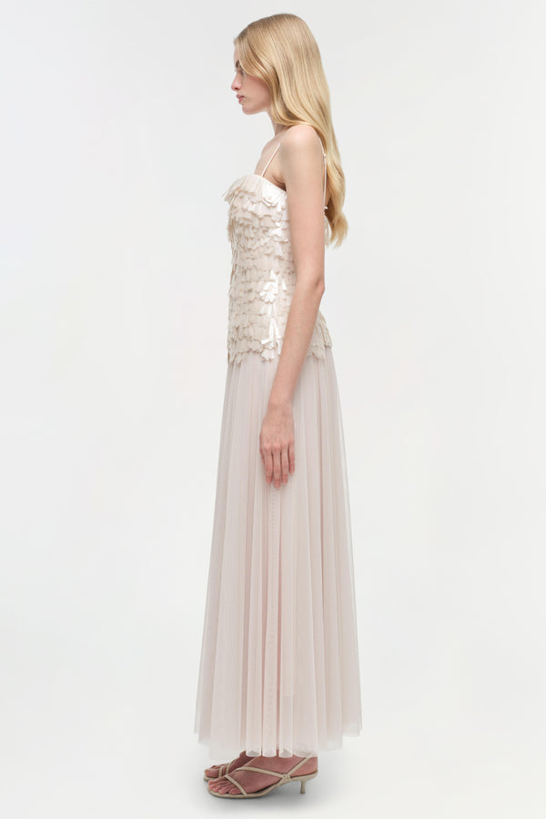 Jonathan Simkhai Maxine Sequin Midi Dress Sand