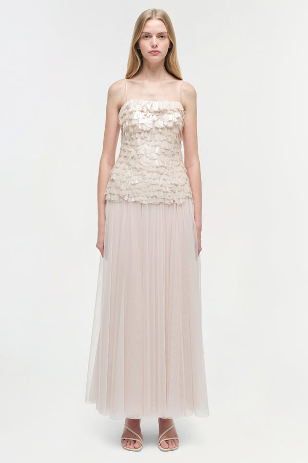 jonathan simkhai Maxine Sequin Midi Dress Sand