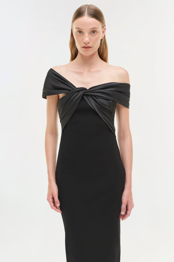 Jonathan Simkhai Mia Off Shoulder Midi Dress Black