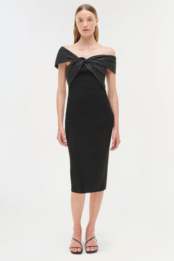jonathan simkhai Mia Off Shoulder Midi Dress Black