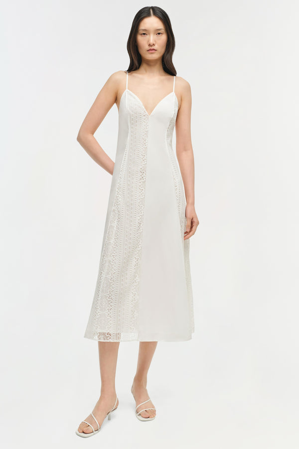 jonathan simkhai Mina Lace Midi Dress WHITE