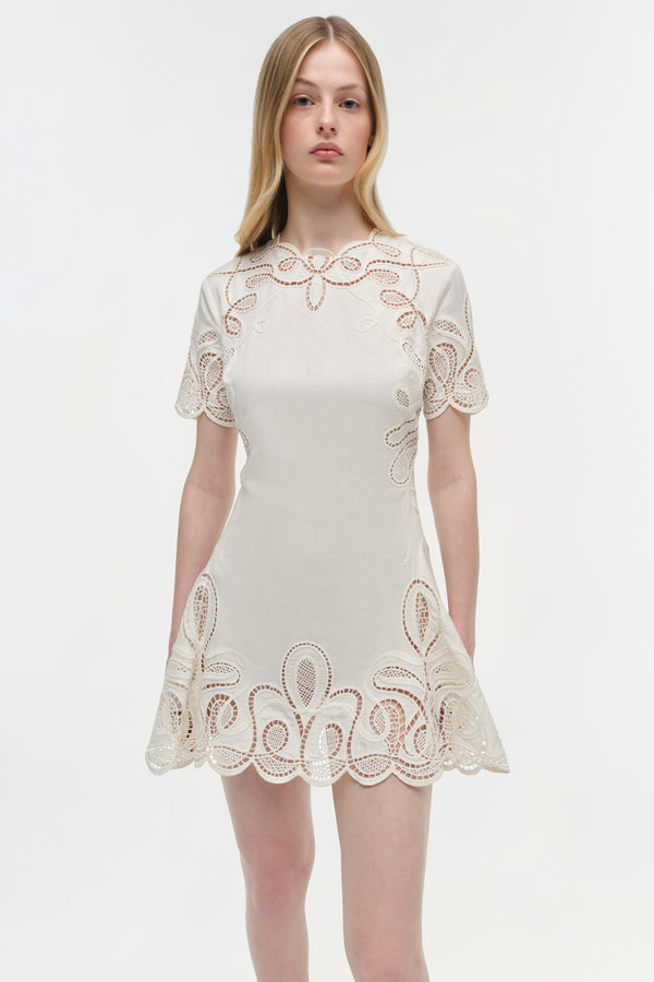 Jonathan Simkhai Morrigan Linen Mini Dress Ivory