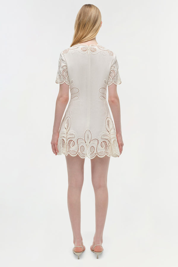 Jonathan Simkhai Morrigan Linen Mini Dress Ivory
