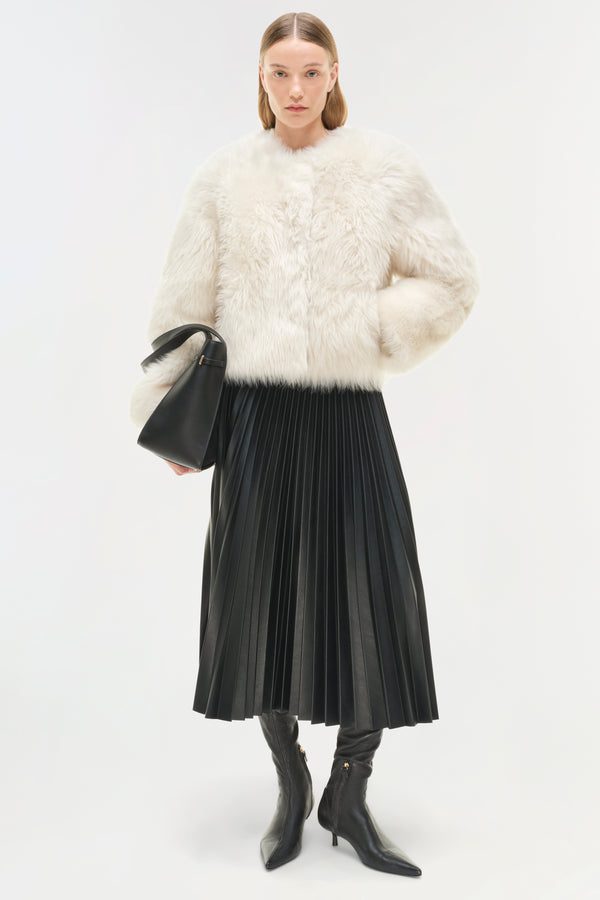 Jonathan Simkhai Natasha Shearling Jacket Ivory
