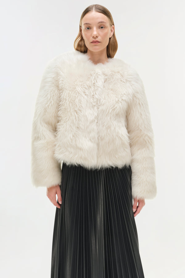 Jonathan Simkhai Natasha Shearling Jacket Ivory