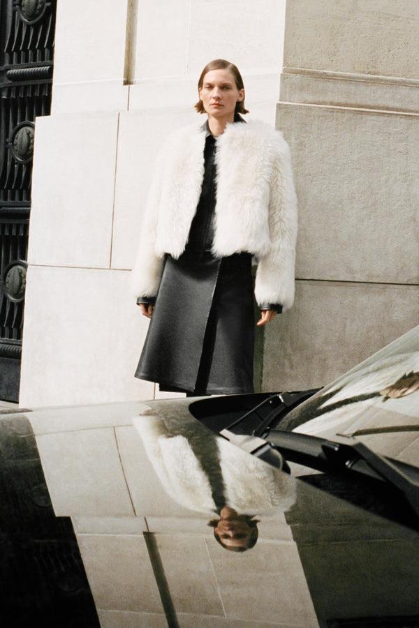 jonathan simkhai Natasha Shearling Jacket Ivory