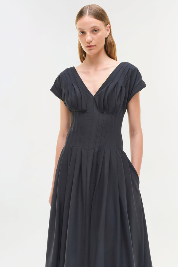 Jonathan Simkhai Nina Cotton Midi Dress Midnight