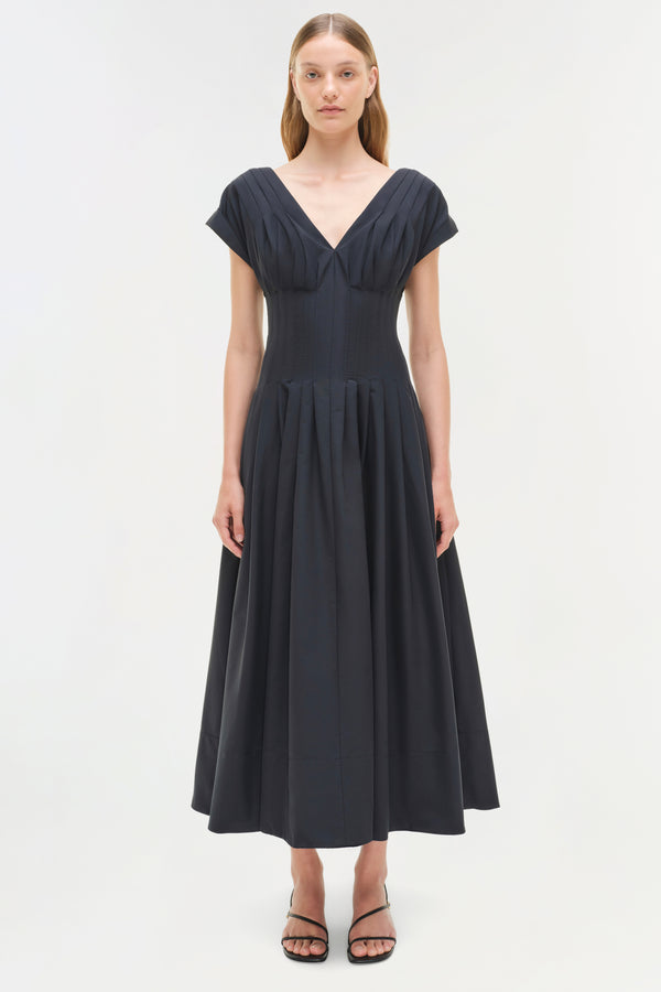 jonathan simkhai Nina Cotton Midi Dress Midnight