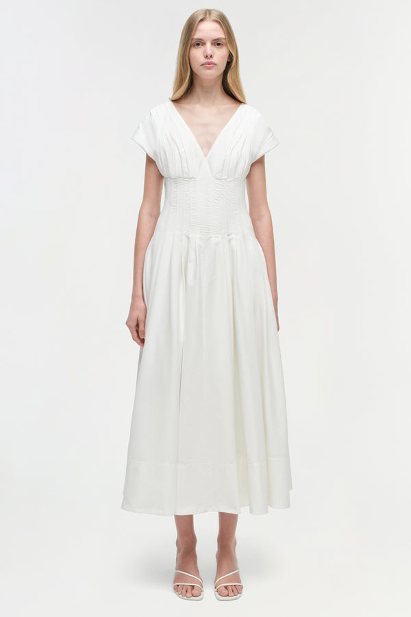 Jonathan Simkhai Nina Cotton Midi Dress WHITE