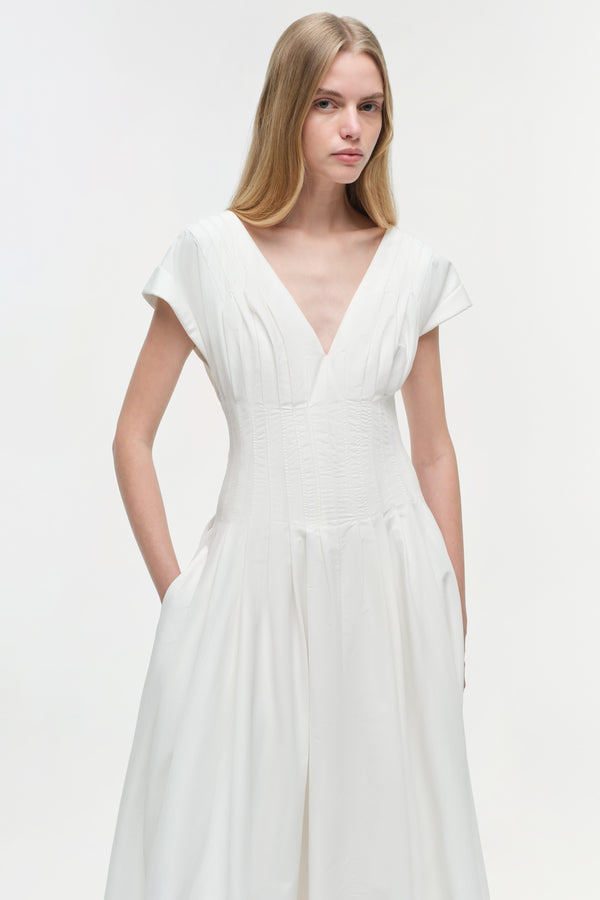 Jonathan Simkhai Nina Cotton Midi Dress WHITE